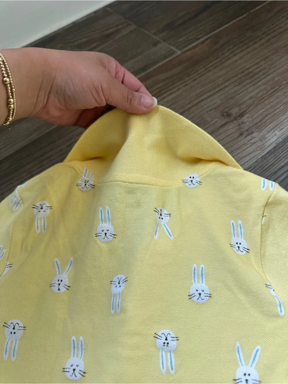 Old Navy Yellow Polo with White Bunny Motif
